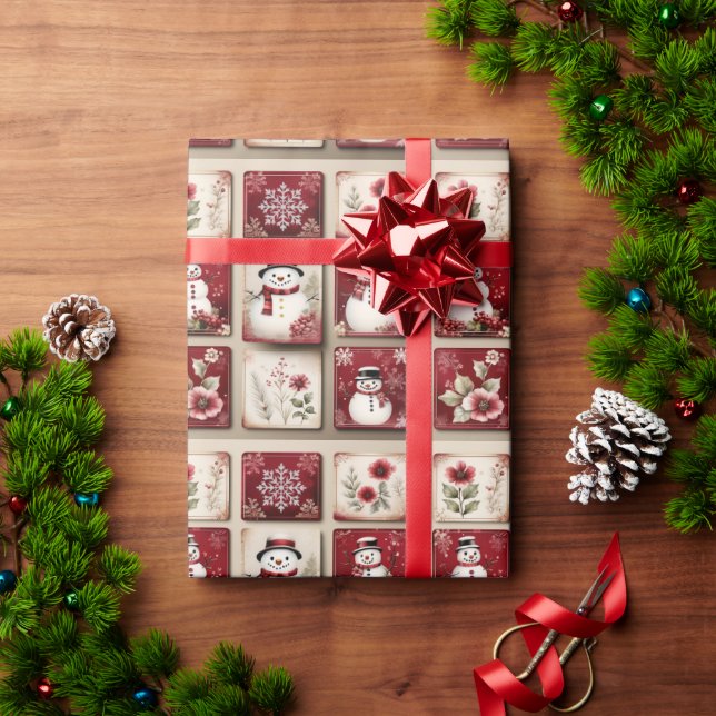 Papel De Presente Bonecos de Neve Alegres (Presente de Natal)