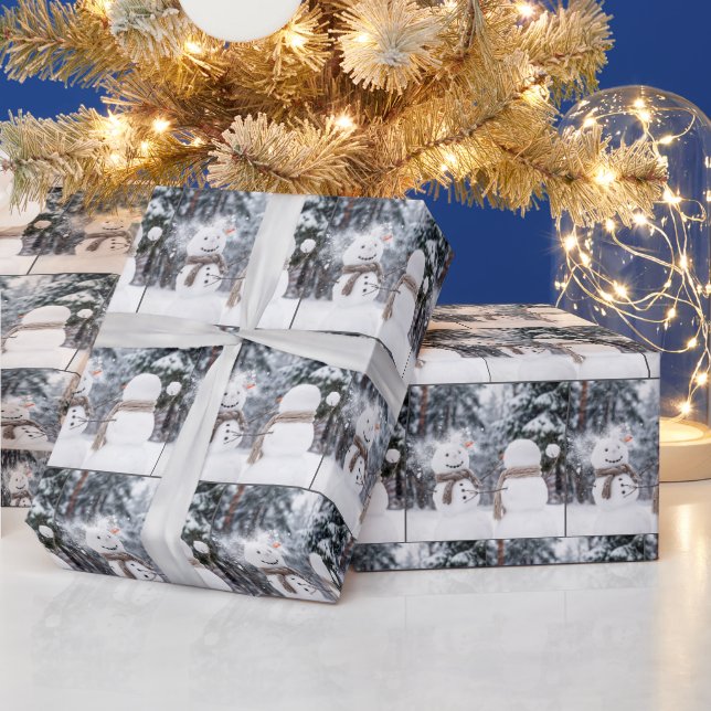 Papel De Presente Bonecos de Neve em uma Batalha de Bolas de Neve (Feriados)