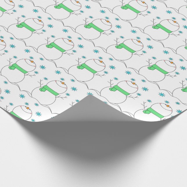 Papel De Presente Bonecos de Neve Fofos com Flocos de Neve (Ponta)