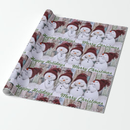 Papel De Presente Bonecos de Neve Lindos Férias Felizes Natal Feliz 