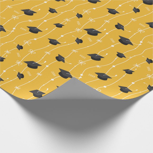 Papel De Presente Bonés de formatura Amarelos e Fita (Ponta)