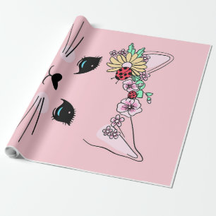 Papel De Presente Bonita Cabeça De Gato Meow, Presente De Gatinho,