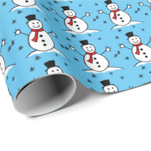 Papel De Presente Bonita Cartoon Snowman no Natal