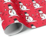 Papel De Presente Bonita Cartoon Snowman Red Christmas Wrappaper<br><div class="desc">Bonita e engraçada figura de boneco de neve vestindo um cachecol vermelho em um fundo vermelho festivo. Papel de embrulho de Natal.</div>