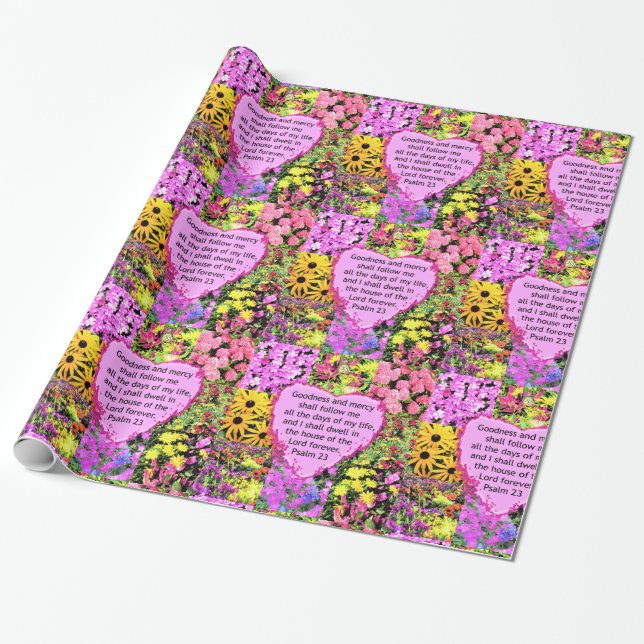 PAPEL DE PRESENTE BONITA FLORAL PSALM 23 DESIGN (Desenrolado)