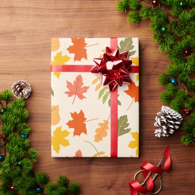 Papel De Presente Bonita Folha de Maple - Presente de Ação de Graças (Presente de Natal)