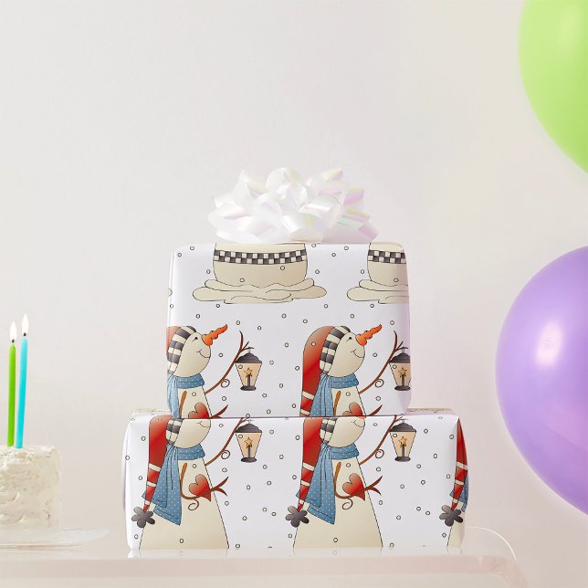 Papel De Presente Bonita Neve de inverno com Lanterna (Criador carregado)