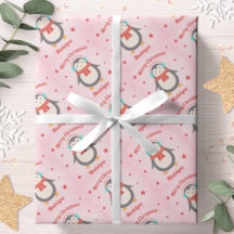 Bonita Neve Rosa De Natal Pinguim Personalizada