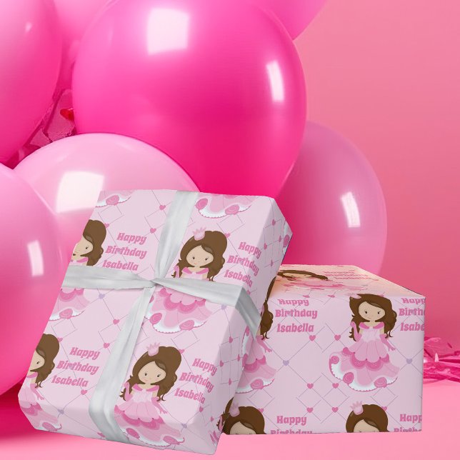 Papel De Presente Bonita Princesa Feliz Aniversário Pinta Meninas Pe (Criador carregado)