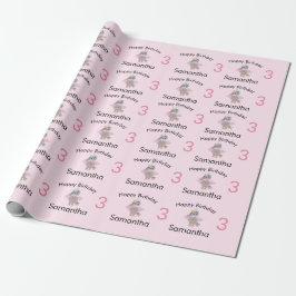 Papel De Presente Bonita Rainbow Unicorn Pink Girl Name & Age Aniver