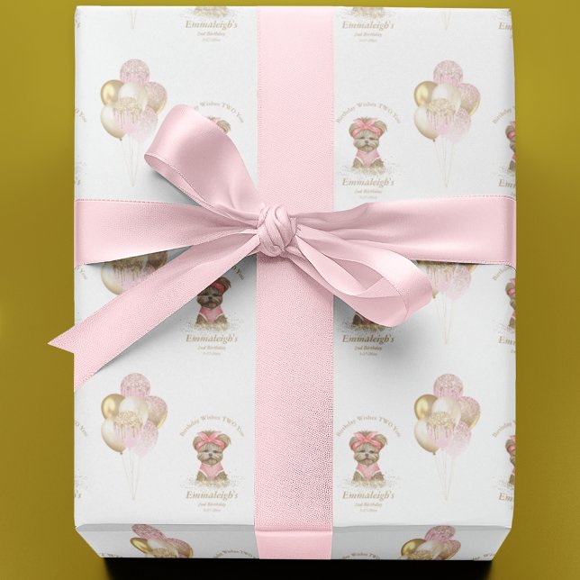 Papel De Presente Bonita Yorkie - Festa de aniversário de Balões de  (Criador carregado)