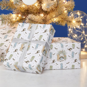 Papel De Presente Bonitas bruxas com gatos e corujas