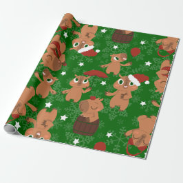 Papel De Presente bonitinho de natal capybara papai noel flocos de n