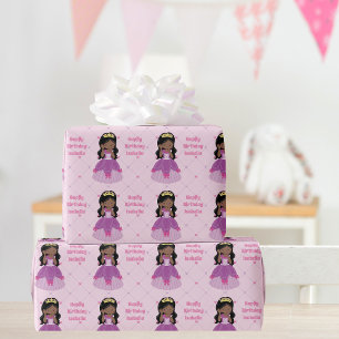 Papel De Presente Bonito aniversário personalizado da princesa afri