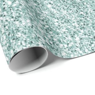 Papel De Presente Bonito Aqua Mint Glitzy Glitter     