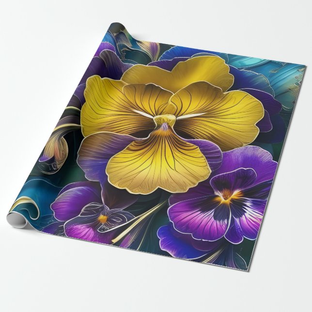 Papel De Presente Bonito arte de pansias (Desenrolado)