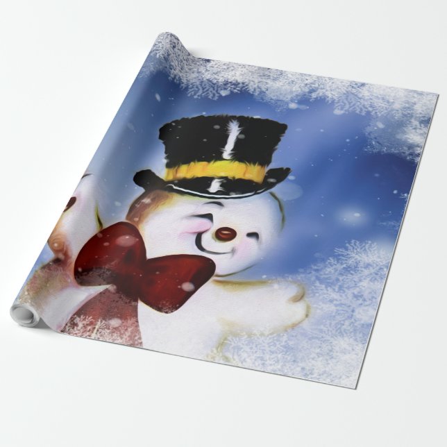 Papel De Presente Bonito boneco de neve (Desenrolado)