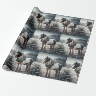 Papel De Presente Bonito Cavalo Branco Marrom Amor Equestre