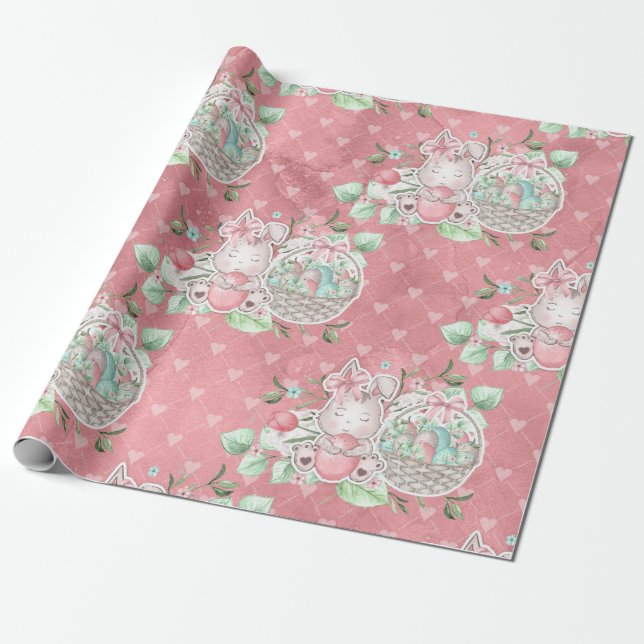 Papel De Presente Bonito Coelhinho De Páscoa (Desenrolado)