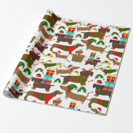 Papel De Presente Bonito Dachshund de Natal