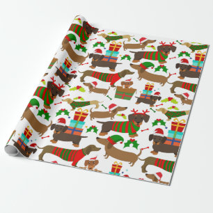 Papel De Presente Bonito Dachshund de Natal