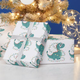 Papel De Presente Bonito Dino, Luzes de Natal, Crianças e Meninos