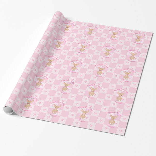 Papel De Presente Bonito em Chihuahua rosa (Desenrolado)