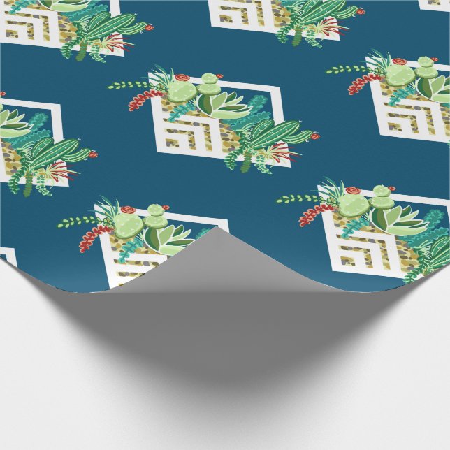 Papel De Presente Bonito Êxito Geométrico Plantador (Ponta)