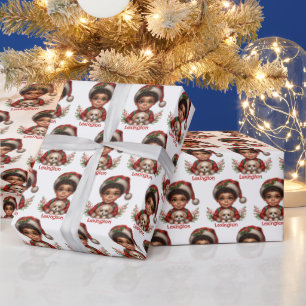 Papel De Presente Bonito garoto americano africano e fantoche de Nat