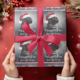 Papel De Presente Bonito laboratório preto em Scarf e Santa Hat