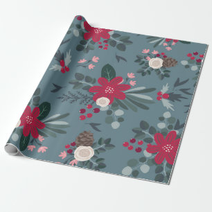 Papel De Presente Bonito Livro de Natal Floral