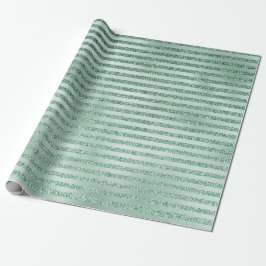 Papel De Presente Bonito Mint Green Glitter Ombre Strips