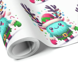 Papel De Presente Bonito monstro de Natal fofo