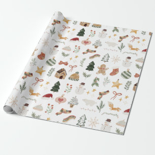 Papel De Presente Bonito Natal Divertido - Destaques de Aquarelas -