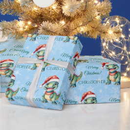 Papel De Presente Bonito Natal do Dinossauro