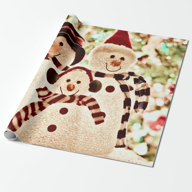 Papel De Presente Bonito Natal Snowman (Desenrolado)