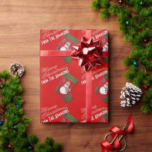 Papel De Presente Bonito Natal Snowman Escaixando Vermelho Personali