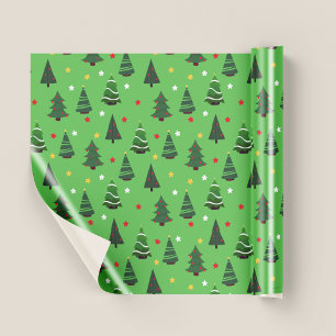 Papel De Presente Bonito Natal Verde Padrão