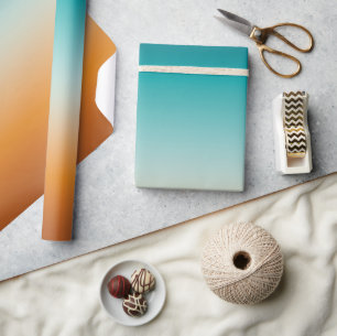 Papel De Presente Bonito Ombre Laranja Solarino e Gradação Azul Teal