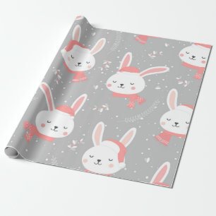 Papel De Presente Bonito padrão de coelhinho de Natal