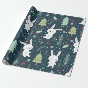 Papel De Presente Bonito padrão de coelhinho de Natal