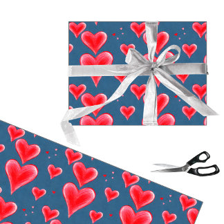 Papel De Presente Bonito padrão de coração vermelho