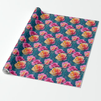 Papel De Presente Bonito padrão de flor rosa macio