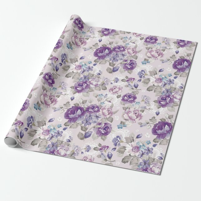 Papel De Presente Bonito padrão Floral (Desenrolado)
