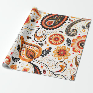 Papel De Presente Bonito Padrão Floral de Paisley de Mistura Verde L