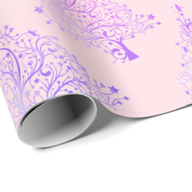 Papel De Presente Bonito padrão holográfico da árvore de Natal (Ponta do rolo)
