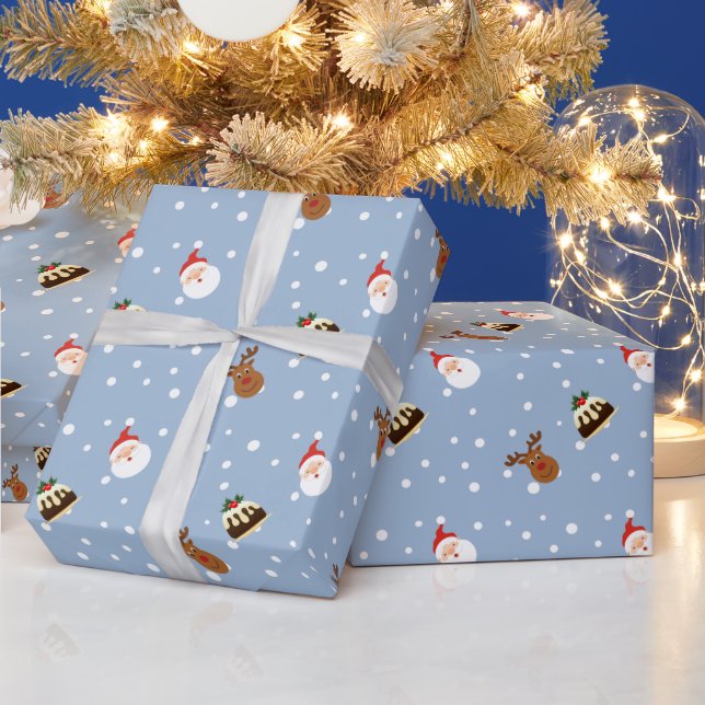 Papel De Presente Bonito Papai noel Azul Presente de Natal (Feriados)