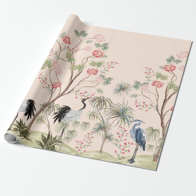 Papel De Presente Bonito papel de parede de chinoiserie exótico. Des (Desenrolado)