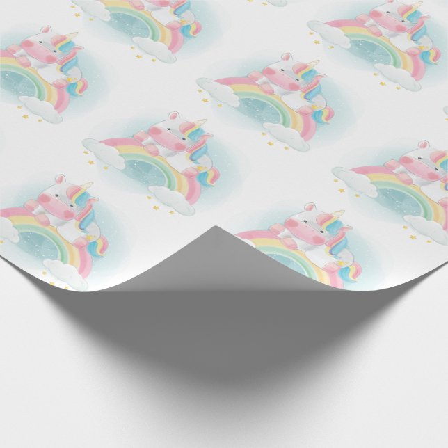 Papel De Presente Bonito Pastel Unicorn (Ponta)
