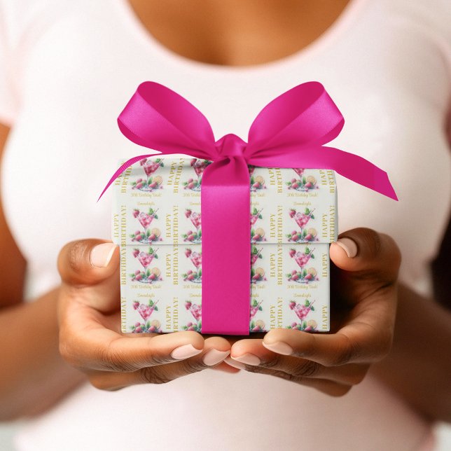 Papel De Presente Bonito personalizado em Bacia de Aniversário Feliz (Criador carregado)